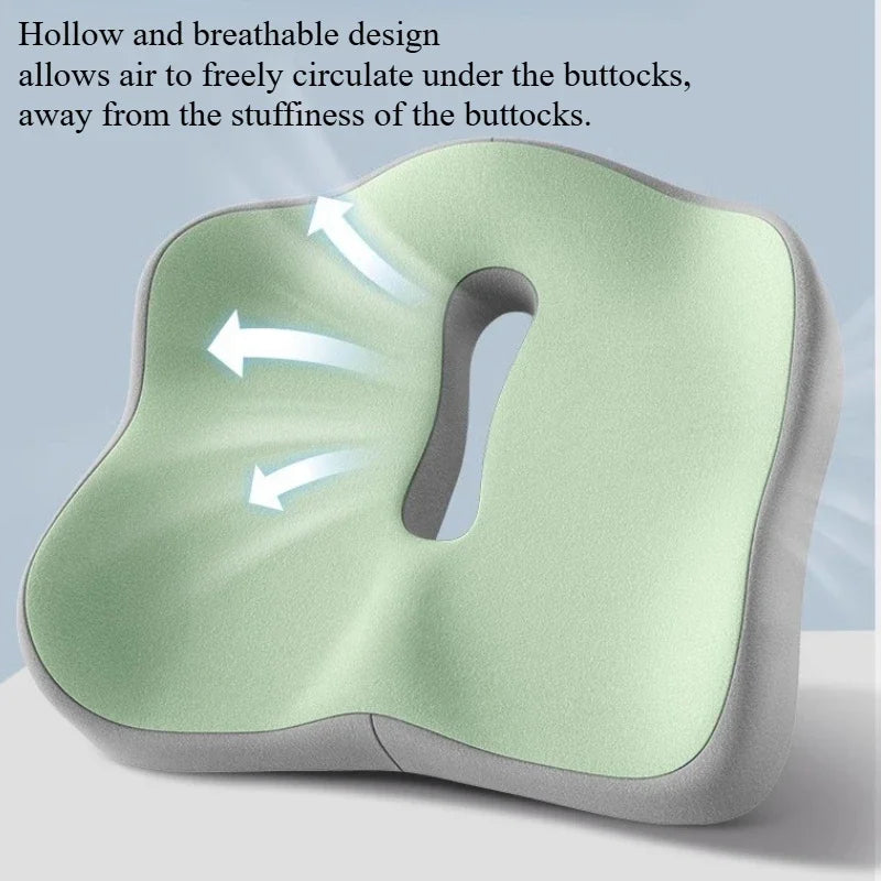 1pc Memory Foam Seat Cushion - 3D Ergonomic Support Light Grey and Black, Washable Polyester,