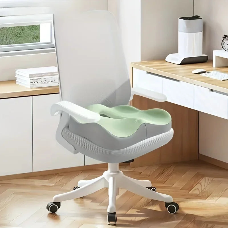 1pc Memory Foam Seat Cushion - 3D Ergonomic Support Light Grey and Black, Washable Polyester,