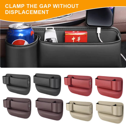Car Seat Organizer Leather holder/ Console Crevice Filler Car Interior Storage Pocket Car for Seat Side Phone Holder