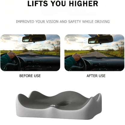 1pc Memory Foam Seat Cushion - 3D Ergonomic Support Light Grey and Black, Washable Polyester,