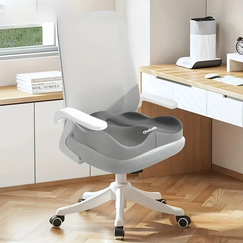 1pc Memory Foam Seat Cushion - 3D Ergonomic Support Light Grey and Black, Washable Polyester,