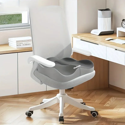 1pc Memory Foam Seat Cushion - 3D Ergonomic Support Light Grey and Black, Washable Polyester,