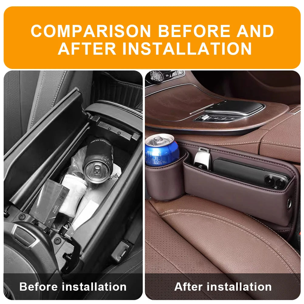 Car Seat Organizer Leather holder/ Console Crevice Filler Car Interior Storage Pocket Car for Seat Side Phone Holder