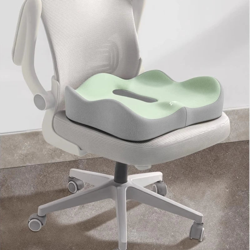 1pc Memory Foam Seat Cushion - 3D Ergonomic Support Light Grey and Black, Washable Polyester,