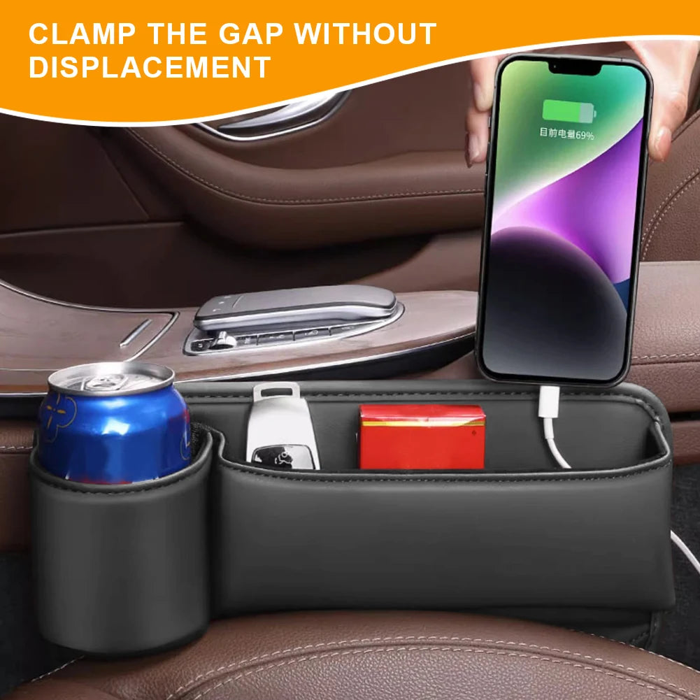 Car Seat Organizer Leather holder/ Console Crevice Filler Car Interior Storage Pocket Car for Seat Side Phone Holder