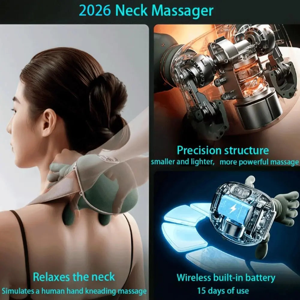 Wireless Neck And Back Massager with Heat 4D Kneading Shiatsu Deep Tissue for Shoulder Kneading Massage/long range battery