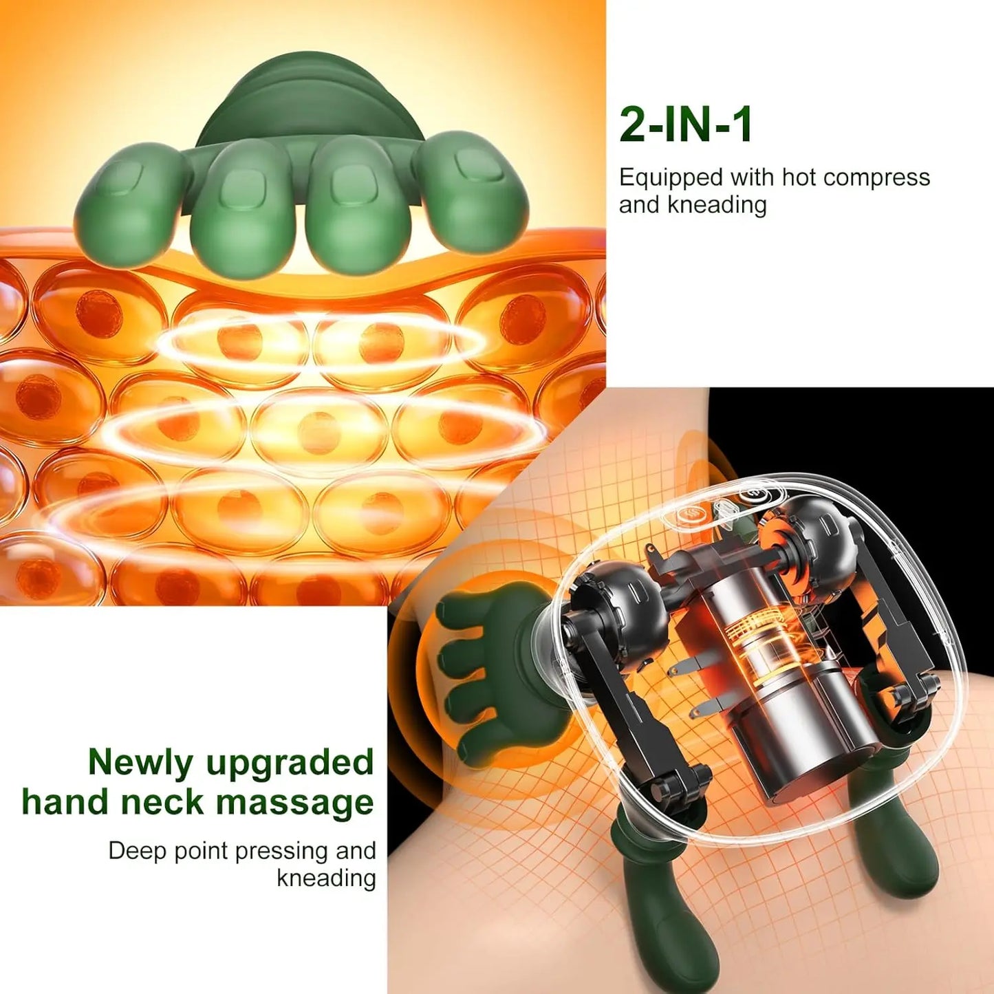 Wireless Neck And Back Massager with Heat 4D Kneading Shiatsu Deep Tissue for Shoulder Kneading Massage/long range battery