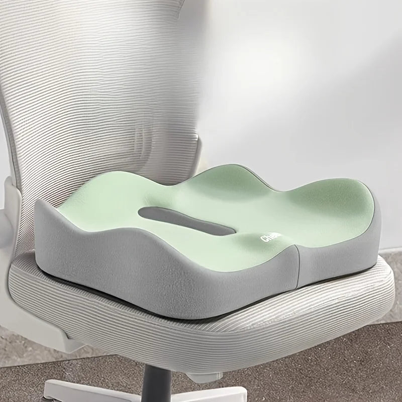 1pc Memory Foam Seat Cushion - 3D Ergonomic Support Light Grey and Black, Washable Polyester,