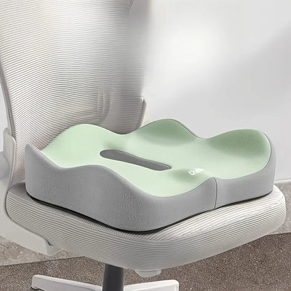1pc Memory Foam Seat Cushion - 3D Ergonomic Support Light Grey and Black, Washable Polyester,