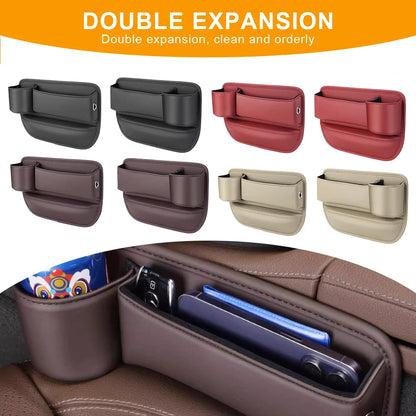 Car Seat Organizer Leather holder/ Console Crevice Filler Car Interior Storage Pocket Car for Seat Side Phone Holder