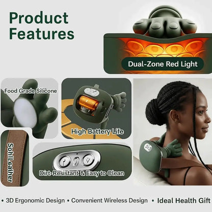 Wireless Neck And Back Massager with Heat 4D Kneading Shiatsu Deep Tissue for Shoulder Kneading Massage/long range battery